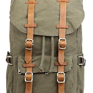 Veenajo Vintage Laptop Canvas Backpack,Casual Large College School Daypack,Travel Hiking& Camping Rucksack Pack, Shoulder Book Bags Back for Men Outdoor Sports Recreation Fits 15" Laptop & Tablets